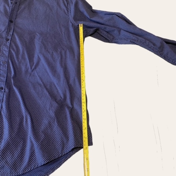 ZARA Man Swiss Dot with Collar shirt in Navy Blue Size L Slim Fit - Picture 8 of 10